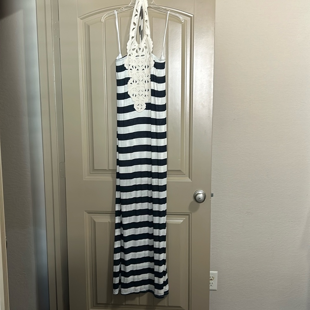 Blue & white maxi dress